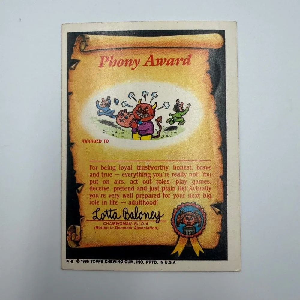1985 Topps Garbage Pail Kids Series 3 Ventilated Vinnie 82b Matte Sticker Card - Picture 3 of 5